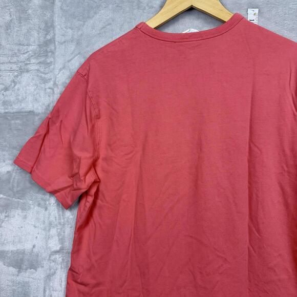 Champion Script Logo T-Shirt Red Men Size Large Embroidered Spellout Tee Y2K - Picture 5 of 7